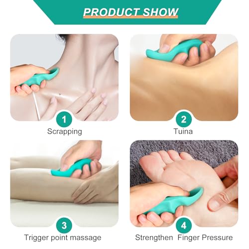 Massage Tool Set, Trigger Point Massage Tool Kit with Thumb Saver, Deep Tissue Manual Back Massager, Pressure Point & Muscle Knot Remover for Neck, Back, Shoulders, Legs