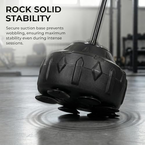 Free Standing Reflex Ball Speed Bag for Boxers and Fitness Enthusiasts - Adjustable Height 57.4"-75.9", PU Ball, Thicken Suction Cup Base