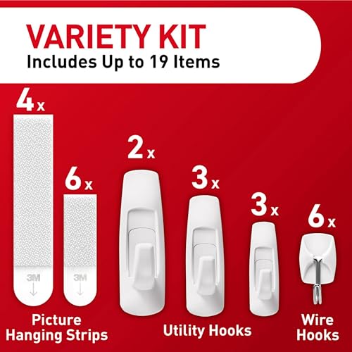 Command General Purpose Variety Kit, Hangs Up to 19 Items, Organize Damage-Free