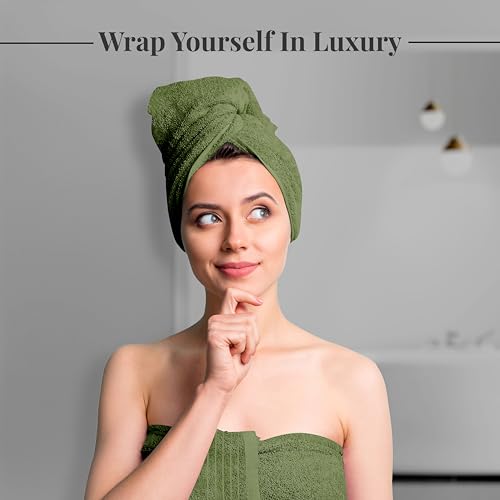 Tens Towels Pack of 8 Towels Set, 2 Extra Large Bath, 2 Hand, 4 Washcloths, 100% Cotton, Lighter Weight, Quicker to Dry, Super Absorbent, Perfect for Bathroom, Green - color: Green