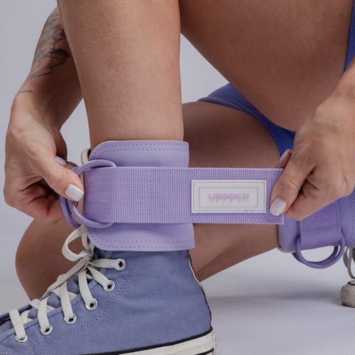 UPPPER Ankle Straps for Cable Machines (Pair) – Adjustable Padded Gym Cable Cuff Attachment, Double D-Ring, Premium Quality – Ideal for Kickbacks, Glute Workouts & Leg Exercises for Women & Men - color: Khaki