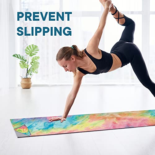 Yoga Towels, Non Slip Hot Yoga Mat Towel with Grip Dots,Super-Absorbent Soft Microfiber Yoga Blanket for Pilates, Fitness and Workout 72inch x 24inch - color: Yellow+pink