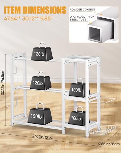 FHXZH Dumbbell Rack Stand Only - Adjustable Weight Rack for Home Gym, Heavy-Duty Weight Stand for Dumbbells Kettlebells - color: White