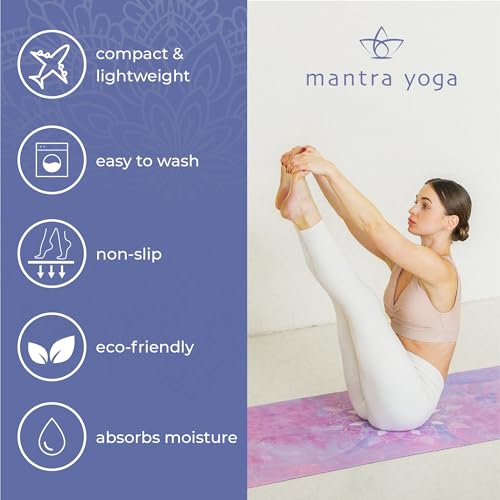 Mantra Yoga Travel PRO 1.5mm with Knee Pad - Foldable Fitness & Exercise Mat with Bag | Lightweight, Compact & Eco-Friendly | Non-Slip & Washable | For All Types of Yoga | 72" L x 24" W | 2.6 lbs - color: Mandala