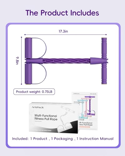 Pedal Resistance Band with Handle,6-Tubes Elastic Pull Rope Fitness Foot Pedal Resistance Bands for Women Girls Bestie Yoga Pilates Exercise Legs Calves Waist Arms Abdomen - color: purple