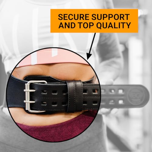 WARM BODY COLD MIND Leather Weight Lifting Belt 4" Adjustable Belt with Buckle for Workout, Squats, Gym, Powerlifting, Olympic Weightlifting, Strength Training. Waist/Back Support - size: Small