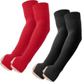 ROXUN Arm Sleeves with Thumb Hole, Cooling UV Sun Protection Compression Tattoo Cover Up for Men/Women - color: 2 Pairs - Black+red