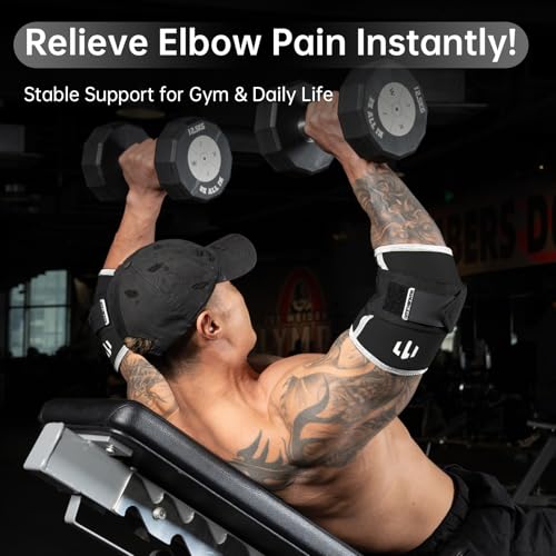 MANUEKLEAR Adjustable Compression Elbow Wraps for Weightlifting(1 Pair), Elbow Sleeves Weightlifting Men with Compression Band, 5mm Neoprene Elbow Strap for Weight Lifting and Bench Press - color: Obsidian Black, size: S(10.23-11.02 IN)