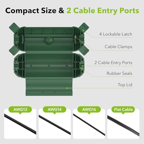BN-LINK Outdoor Extension Cord Safety Cover, Cord Connector Protector Waterproof with 4 Latches, Plug Cover for Holiday String Lights & Tools, Green, 1 Pack - color: Green, size: 1 Pack
