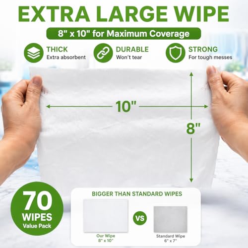 Air Jungles All Purpose Cleaning Wipes 70 Count, XL 8x10 Inch | Heavy Duty for Car Interior, Kitchen, Bathroom, Gym Equipment, Tools, Non-Toxic Safe For Multi-Surface - size: 70 Count (Pack of 1)