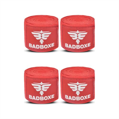 TWISTER FIGHT WEAR Boxing Hand Wraps 180" (4.5 Meter) – Premium Cotton-Polyester Blend with Thumb Loop and Hook & Loop Closure for Boxing, MMA, Muay Thai & Kickboxing - color: Red (2 Pair)