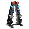 HolaHatha 1, 2 and 3 lb Neoprene Dumbbell Strength Training Weight Set with Rack - color: Blue/Red, size: 56 LB