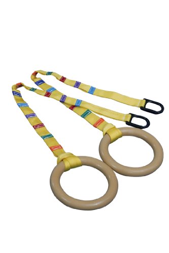 Tumbl Trak Gymnastics Rings with Easy Adjustable Strap - size: 7-1/2 in