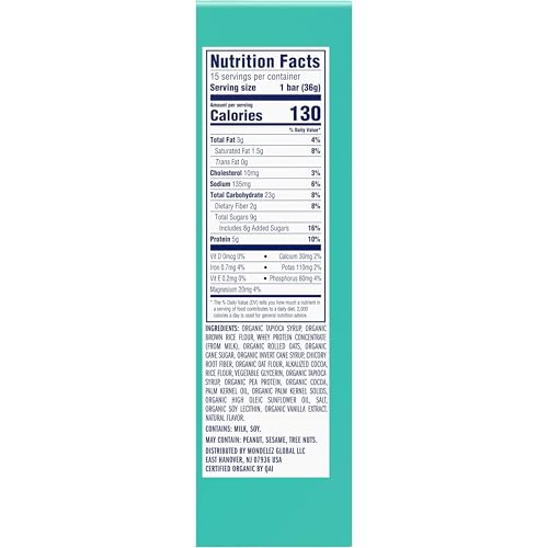 Zbar Protein - Chocolate Flavored Mint - Crispy Snack Bars - Made with Organic Oats - Non-GMO - 5g Protein - Gluten Free Protein Bars (15 Pack)