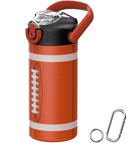 MYFOREST 14oz/400ml Insulated Kids Water Bottle, Odor-free Liner, 3D Touch | No Plastic Taste, Surgical Steel - No Chemical Leaching, Name Spot, Soft Sipper, Gift for Sports Fan, American Football 2 - color: American Football 2