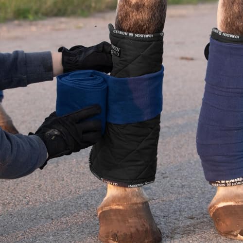 Harrison Howard Medicine-Retaining Shock-Absorbing Pressure Sores Prevention Quilted Leg Wraps for Horse Set of 4-Black M - color: Black, size: Medium