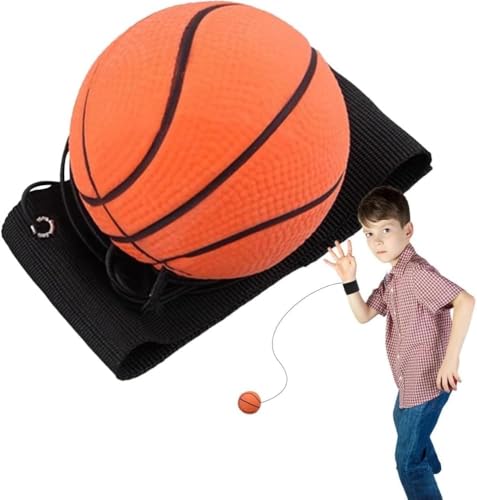Reaction Training Ball with Wrist Strap, Basketball Reflex Trainer | High-bounce reflex ball with adjustable wrist strap for hand-eye drills, basketball practice, agility routines, and warmups