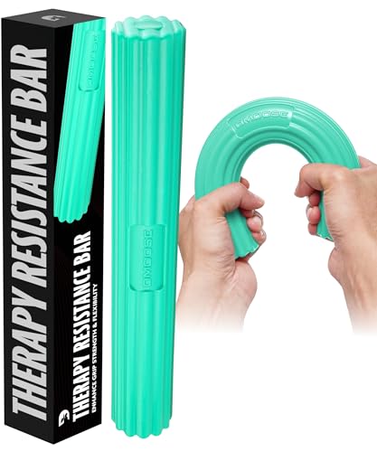 DMoose Fitness Flex Resistance Bar for Physical Therapy - Non-Slip Odorless Material, Exercise Bar for Tennis & Golfers Elbow Tendonitis Relief - Wrist and Forearm Strengthener & Grip Strength Trainer - color: Green