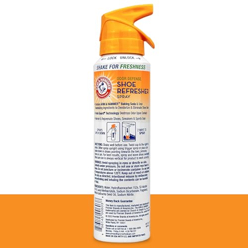 Arm and Hammer Shoe Refresher Spray, Multi-Purpose Odor Remover for All Types of Footwear, Shoe Deodorizer Spray, Shoe Odor Eliminator, Shoe Spray, Shoe Smell Eliminator, 4 oz (3 Pack) - size: 4 Ounce (Pack of 3)