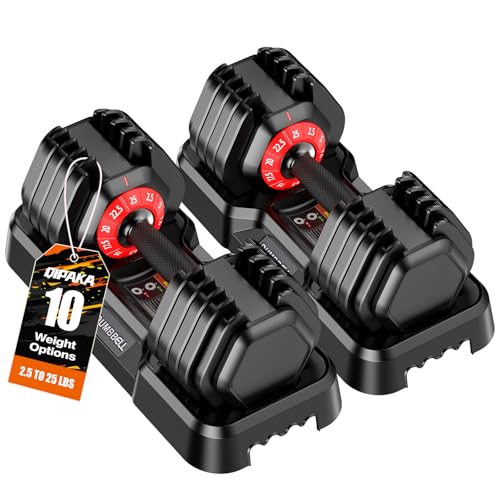 Adjustable Dumbbells Set All in One Free Weights Set for Home Gym | 25/26.5/52.5/55/85lbs Weights Dumbbells Set, 1 Sec Adjust Weights with Anti-Slip Handle for Home Fitness - color: 25lb-pair