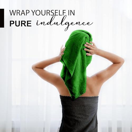 KAHAF COLLECTION 100% Cotton Bath Towels, 24x48 Pack of 6 Towels, Quick Dry, Highly Absorbent, Soft Feel Towel, Gym, Spa, Bathroom, Shower, Pool, Luxury Soft Towels (Dark Green, 24x48-6 Pack) - color: Dark Green, size: 24x48 - 6 Pack