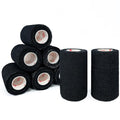 [8 Pack 4" x 5 Yards] Black- Self Adhesive Cohesive Bandage Wrap, Self Adherant Non-Woven Wrap Rolls, Atheletic Tape for Wrist, Ankle, Hand, Leg, Premium-Grade Medical Stretch Wrap - color: Black, size: 8 Count (Pack of 1)