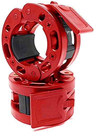 Clout Fitness Olympic Barbell Clamps Collars Quick Release Pair of Locking Weight Clips Fit 2 Inch Barbell for Weightlifting - color: Red, style: Classic Quick Release