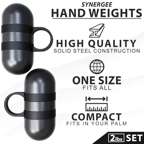 Synergee Cardio Hand Weights. Steel Hand Weights Dumbbell Set with Anti-Slip Silicone Finger Loop for Workout, Fitness, Training for Men and Women. Sold In Pairs. Available in 1lb, 1.5lb and 2lb Sets - color: 3LB Black
