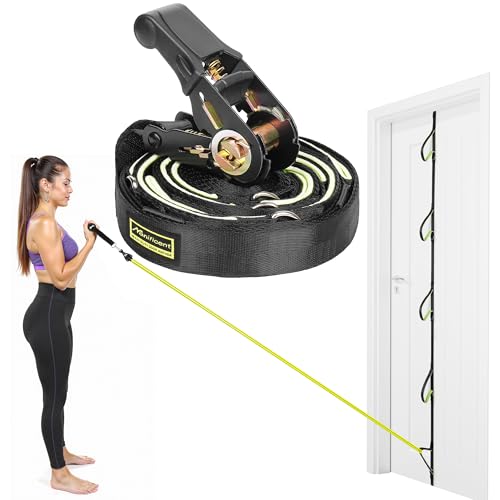 Manificent Door Anchor for Resistance Bands, Heavy Duty Padded Door Anchor System Door Hook, Must-Have Workout Exercise Bands Attachment Compatible for Loop Bands, Resistance Tube - style: Door Anchor Green 5Points