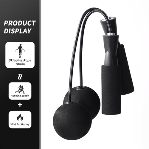 Cordless Jump Rope with Weight Ball, Fitness Training Jump Rope, Indoor Home Exercise, Suitable for Men Women. - color: black