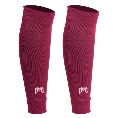 MediCaptain Pre Cut Soccer Sock Sleeves, Companion for Soccer Grip Socks, Securely Holds Shin Guards, Compression Leg Warmer - color: Maroon