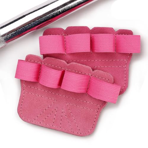 SUJAYU Leather Weight Lifting Gloves, Lifting Grips Weightlifting Gloves for Men Women, Weight Glove Gym Glove for Weightlifting Deadlifts Exercise - color: Pink