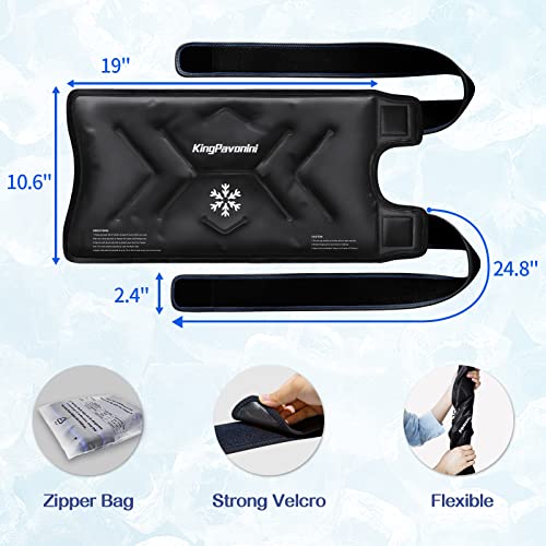 KingPavonini XXL Knee Ice Pack Wrap Around Entire Knee After Surgery, Large Reusable Gel Ice Pack for Injuries, Pain Relief, Swelling, Sports Injuries, 1 Pack (Black) - style: Black