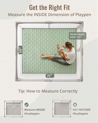 Blissful Diary Baby Play Mats for Floor, 71x59 Inch Extra Thicker & Large Soft Cushioning Foam Playmats for Babies and Toddlers, Foldable Washable Baby Crawling Mat for Playpen, Sage Green - color: Sage Green, size: 71" X 59"