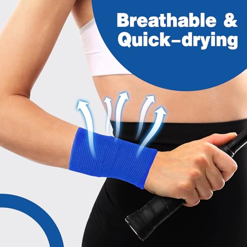 AZEN 16 Pack Self Adhesive Bandage Wrap Pink, 2" X 5 Yards Elastic Cohesive Bandage Wrap, Athletic Tape, Vet Wrap, Ankle Tape, Tattoo Grip Tape Wrap (Blue) - color: Blue, size: 2 Inch