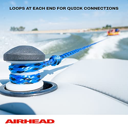 Airhead 1-6 Person Tow Rope for Towable Tubes, Heavy Duty Boat Towline for Tubing, UV Resistant 16 Strand Polypropylene with Rope Keeper, up to 6,000 lb Break Strength - size: 6 Person