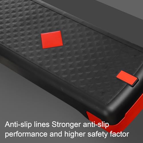 Exercise Step Exercising Training Steppers with Tension Bands | Multifunctional Aerobic Stand for Adults Men Women Indoor Home Sports Floor Exercising - color: Red
