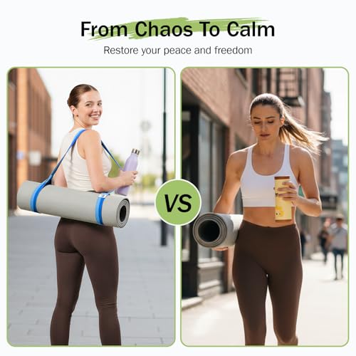 Slim Panda Yoga Mat Straps for Carrying, Adjustable Yoga Mat Carrier Sling Fits All Mats(Mat Not Included) - color: Oasis Blue, size: 72 inches