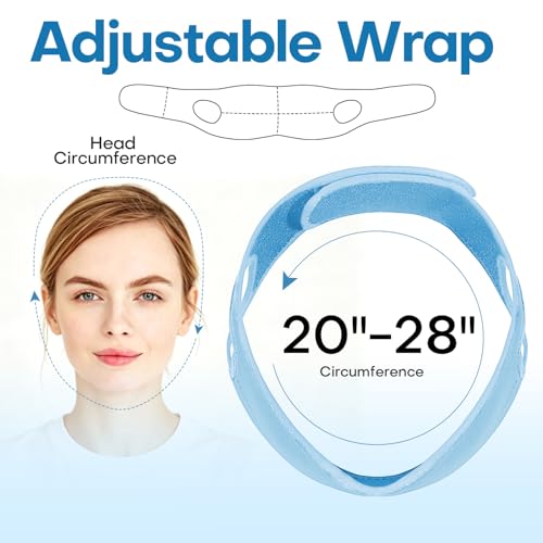 Wisdom Teeth Ice Pack Head Wrap Jaw Face Ice Pack for Wisdom Teeth Removal Extraction Toothache Pain Relief Facial Face Oral Surgery TMJ Tonsillectomy Recovery Must Haves (Light Blue) - color: Light Blue
