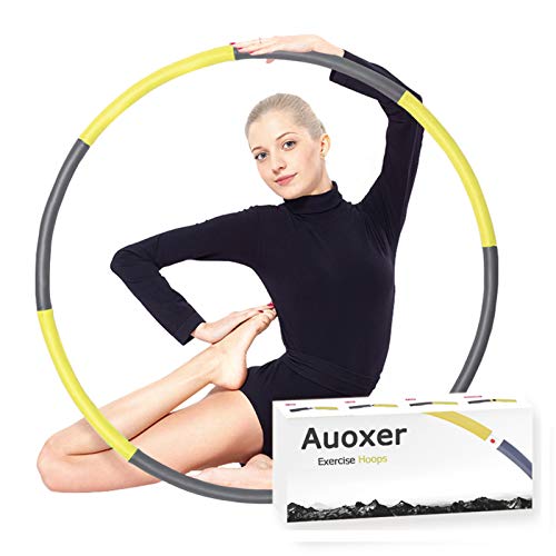 Auoxer Fitness Exercise Weighted hoops, Lose Weight Fast by Fun Way to Workout, Fat Burning Healthy Model Sports Life, Detachable and Size Adjustable Design - color: Yellow