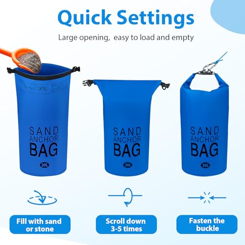 Phoncoo Sand Anchor Bag, 2 in 1 Jet Ski Anchor Kit for Float with Adjustable Buoy, Waterproof Dry Bag for Jetski, Kayak, Boat, Water Sports - color: Dark Blue