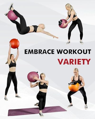 Mikolo Medicine Ball, Wall Ball,Soft Medicine Ball Set,Slam Ball for Core Training, Strength Workouts -Multi-Weight 10lbs 20lbs Exercise Balls for Home Gym, Functional Fitness (10/15/20/25LB) - style: 15lbs