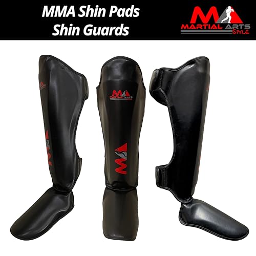 Muay Thai Shin Guards, Shin Pad for Martial Arts, Kick Boxing Leg Instep Protection Pads for Sparring, MMA Kickboxing Taekwondo Professional Training Equipment Gear - size: X-Large