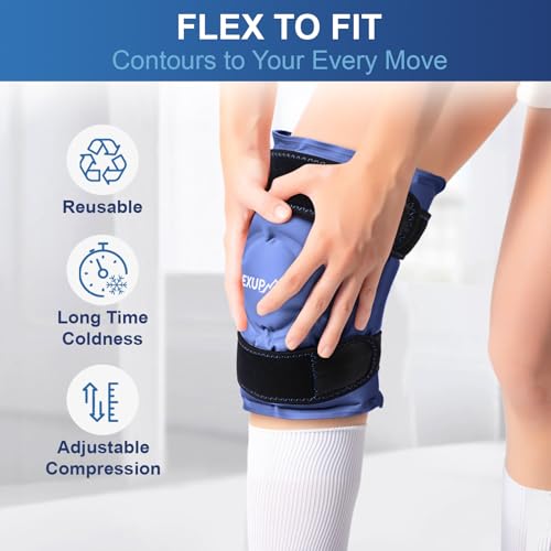 APEXUP Ice Pack for Knee Pain Relief, Large Reusable Wrap After Surgery, Flexible Gel Cold Pack for Injuries, Pain Relief for Back, Shoulder, Elbow, Ankle and Leg (Navy Blue, XXL, 1PK) - size: 2X-Large-1PK, style: Navy Blue