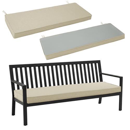 Outdoor Bench Cushion, Water-Resistant & Fade-Resistant, Porch Swing Cushions with Ties, Patio Furniture Seat Pads for Garden Loveseat Settee, Removable Cover Non-Slip Bottom, 48 x 16 Inch, Beige - color: Beige, size: 48" x 16" 1 Pack