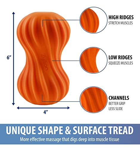 Zyllion ZMA-30 Vibrating Peanut Massage Ball Roller for Pain Relief, Orange | Cordless, Deep Tissue, Electric, Rechargeable, Body Massager, 4 Modes, Physical Therapy, Muscle Recovery, Myofascial Release - color: Orange