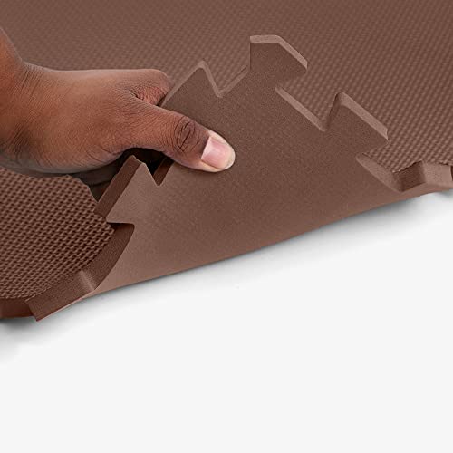 Flooring Inc's Puzzle Exercise Mats, EVA Foam Interlocking Floor Mats for Protective, Cushioned Workout Flooring for Home and Gym Equipment, Multiple Sizes & Colors - color: Brown, size: 1/2" Thick