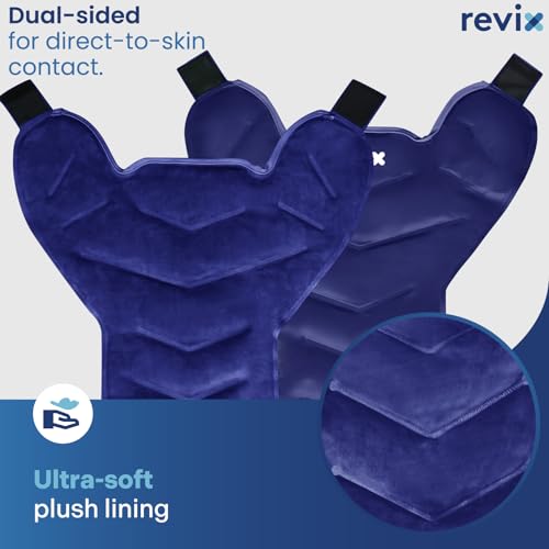 REVIX Large Ice Pack for Back and Shoulder Discomfort Relief, Reusable Gel Cold Pack with Soft Plush Lining, Flexible & Long-Lasting Cold Therapy Wrap, Navy - color: Navy