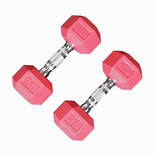 NEXO Pink Rubber Hex Dumbbells Commercial Grade Rubber Hex Dumb Bell Weight - style: 45 Pounds, Single