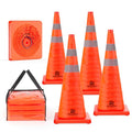 RoadHero 28 Inch 4 Pack Collapsible Traffic Safety Cones, Multi Purpose Pop-up Cones with Reflective Collar for Road Safety, Orange Cones for Driving Training, Parking Lots - size: 28 Inch